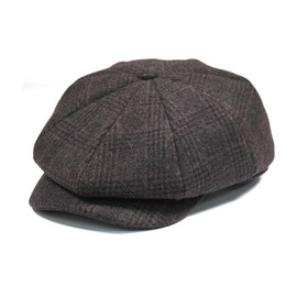 RUNQIU Wool Hunting Hat, Casual, Mountain Climbing, Fishing, Stylish, Autumn, Casual, Outdoor, Men's Beret, Small Face Effect, Octagonal Hat, Driver Flat Cap, check coffee