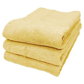 8 Year Towel, Bath Towel, 23.6 x 51.2 inches (60 x 130 cm), 100% Cotton, Thin, Quick Drying, Highly Absorbent, Durable, No Bulk, Custard, Set of 3