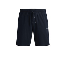 BOSS Mens Mix&Match Short CW Embroidered-Logo Shorts in Stretch Cotton Dark Blue