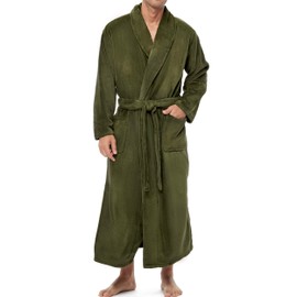 Alexander Del Rossa Long Mens Robe Full Length Big and Tall Bathrobe for Men, Mens Bath Robes Forest Green Large (A0124CHVLG)
