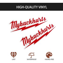 THJOPOKEEL 10Pcs Hard Hat Stickers My Back Hurts Decal, Toolbox Red Stickers, For Car, Bumper, Locker, Tool Box, Construction Worker Accessories, Funny Mechanic Construction Warning Sticker