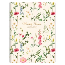 SUNEE 2026-2027 Monthly Planner 7" x 10" Large Calendar Book – Big Size Desk Organizer for Business, School, Notes, 100 GSM Paper,Wildflowers