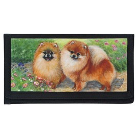Gone Doggin Pomeranian Checkbook Cover #1- Dog Gifts in Black Polyester Tight Weave