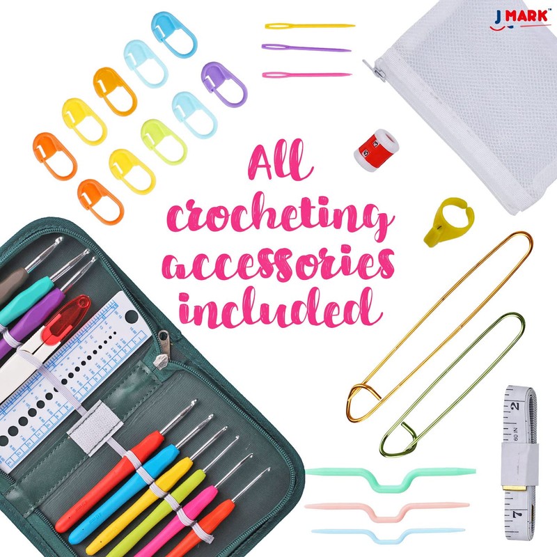 J MARK Acrylic Crochet Kit for Beginners – Premium Crochet