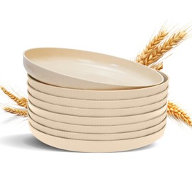 9 Inch Reusable Dinner Plates Set of 8 - Unbreakable, BPA-Free, Dishwasher Safe Plastic Plates, Stackable Tableware for Kids & Adults - Lightweight, Deep Plates for Home, Party, Picnic