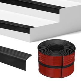 M METERXITY Stair Edge Trim 10FT Vinyl Rubber Stair Nosing Non-Slip Self Adhesive Stair Edge Trim Strips Staircase Step Edge Protector for Indoor/Outdoor Stairs [Black,1.89 Inch]