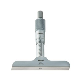 Mitutoyo 128-106 Vernier Depth Gauge, Micrometer Type, 0-1" Range, 0.001" Graduation, +/-0.003mm Accuracy, 4" x 0.63" Base