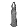 Noir Handmade F288 Leopard Print Slit Long Flock Dress, black