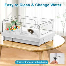 Geegoods Geegoods Turtle Tank, Baby Turtle Aquarium, Turtle Habitat with Basking Platform, Multi Functional Areas for Turtles, Crayfish Crab and Lizard