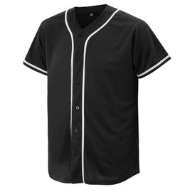 Baseball Jersey for Men and Women, Baseball Shirts for Custom Button up Shirt,Hipster Hip Hop Sports Uniforms(Black,S)