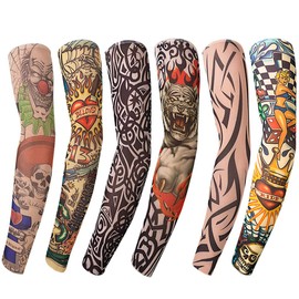 Benbilry Pack of 6 Tattoo Sleeves, Unisex Nylon Tattoo Arm Stockings, Temporary Tattoo for Carnival / Fancy Dress Party
