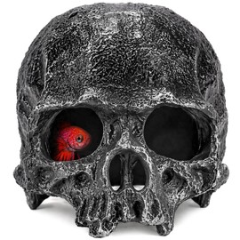 Fokauiwo Skull Terrarium Decor Reptile Hideout for Tank (Black)