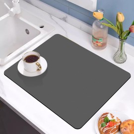 DARENYI 2 Pack Dish Drying Mats 16"x12" Super Absorbent Draining Mat Draining Mat for Kitchen Counter Draining Board Mat for Kitchen Counter (Dark Grey)