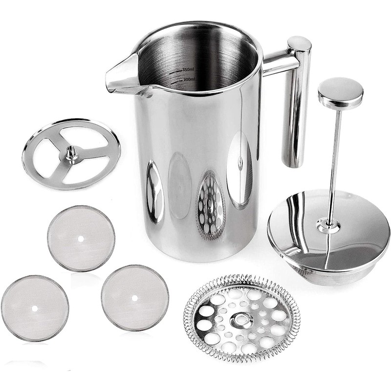 MaxMiuly Cafetiere French Press Small Szie 350ml/12oz,Stainless Steel Double Wall