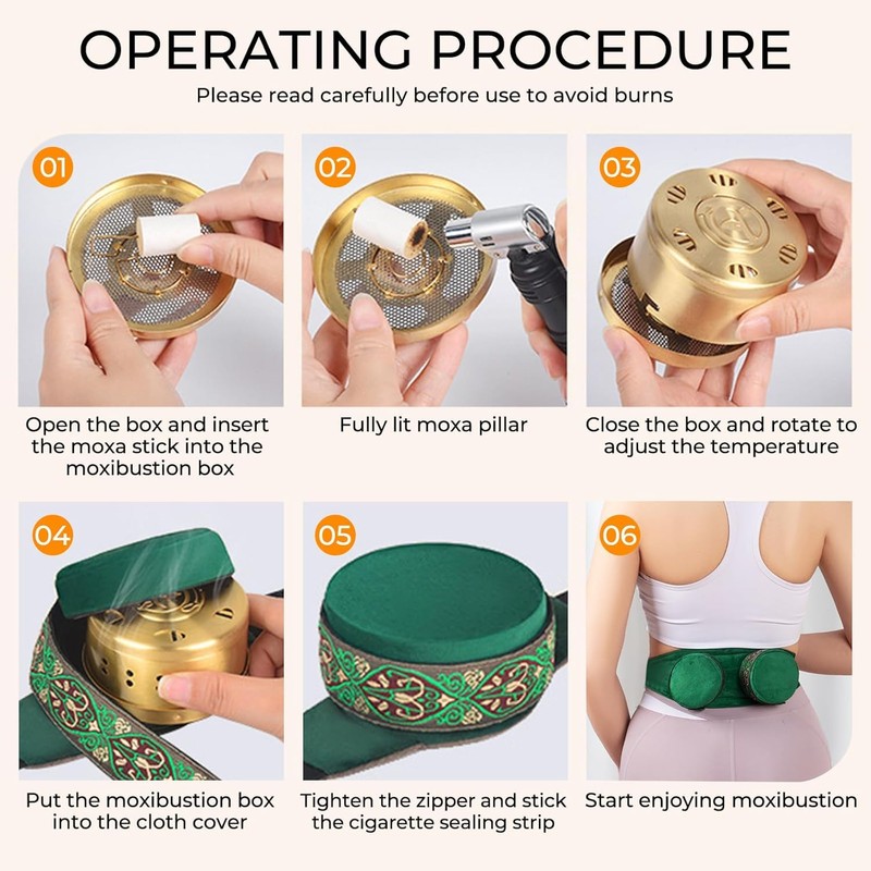 Velorique Smokeless Copper Moxa Box, Copper Tank Moxibustion Treatment Tool,