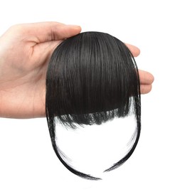 1 Piece Bangs Wig Air Feeling Bangs Extensions Natural Clip Wig Heat Resistant Fiber Extensions (Black)