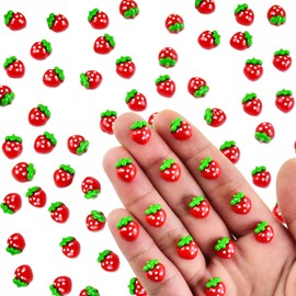 HOMICO 60 Pieces Tiny Strawberry for Dollhouse Miniatures Resin Food for Crafts Mini Strawberry for Dollhouse Mini Kitchen Micro Landscaping Decoration