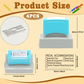 4 Pack Special Accommodations Self-Inking Stamp for Teachers - SPED Modifications Rubber Stamp, Refillable Classroom Supplies for Back to School Dormitory Supplies (4, Black & Red)