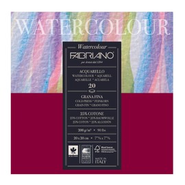 Fabriano 72612020 Watercolour Paper Block , 20 x 20 cm ,20 Sheets ,200 gsm ,CP ,White