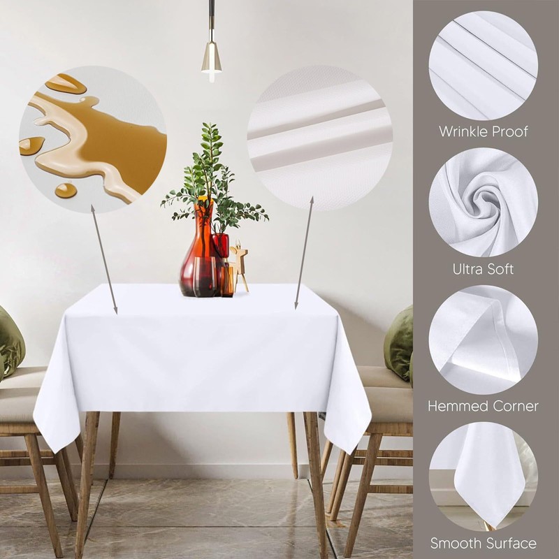 3-Pack White Table Cloth, White Party Tablecloth 183x137 Cm, Rectangular
