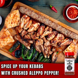 Aleppo Pepper - Pul Biber Turkish Spice - Alepo Flakes - Crushed Maras Chili Flake - Middle Eastern Seasoning - Mediterranean Spice - 9oz