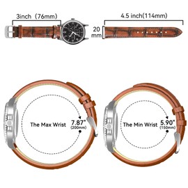 RBIPO Genuine Leather Watch Strap, Alligator Grain Quick Release Replacement Strap, for Men and Women, 14 mm, 16 mm, 18 mm, 20 mm, 22 mm, 14 mm, Leather