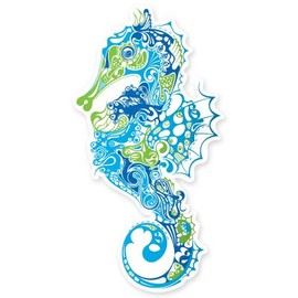 AK Wall Art Seahorse Fancy Design Vinyl Sticker - Car Window Bumper Laptop - Select Size