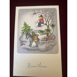 Vintage postcard "Happy new year" in Italian