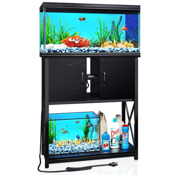 TC-HOMENY 10-29 Gallon Aquarium Stand with Charging Station and Cable