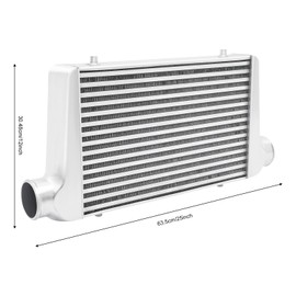 Universal Turbo Polished Intercooler, Alumiunum Front Mount Intercooler with 3" Inlet&Outlet 5~50PSI Direct Replacement for All Cars Sliver (25 * 3 * 12inch)