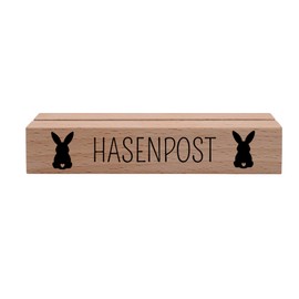 Interluxe Kartenhalter - Hasenpost - Grußkartenhalter Tischdeko zu Ostern Fotohalter Kartenständer Tischkartenhalter aus Holz