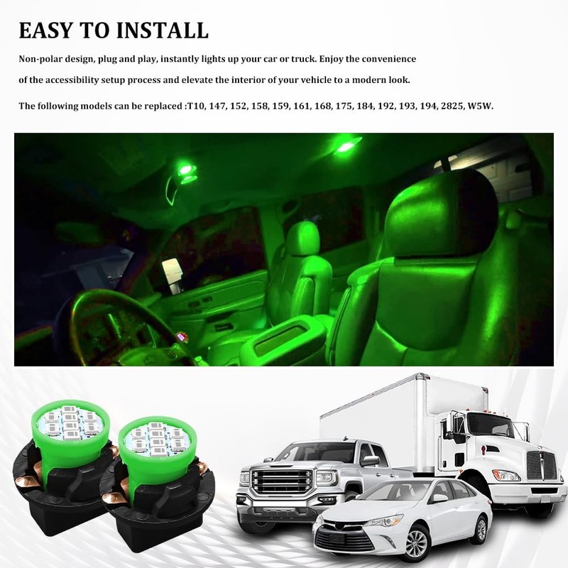 Lyxheth 10PCS T10 194 168 LED Dash Instrument Light Bulbs