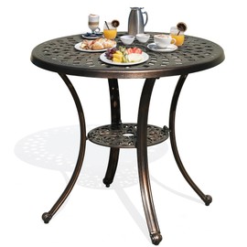 YITAHOME Aluminum Outdoor Bistro Table, 30.7 Inch Round Outdoor Dining Table, Anti- Rust Patio Side Table with Umbrella Hole for Garden, Patio, Balcony,Pool, Deck, Bronze