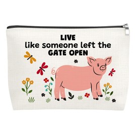 Mxrymvu Pig Lover Gift for Women Makeup Bag Funny Pig Gifts Animal Lover Gift for Friends Daughter Sister Pigs Stuff Funny Piggy Cosmetic Bag for Nurse Day Graduation Birthday Christmas Gifts