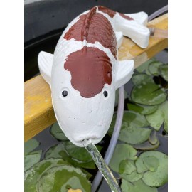 SW 12"Concrete AI-GOROMO Koi fish Fountain Pond Spitter Garden Statue (1/2" hose)