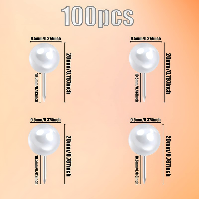 VAPKER Pearl White Card Push Pins Large 9.5mm Round Head