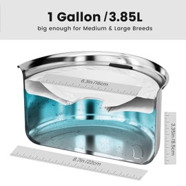 Gardner Pet Dog Bowls 1 Gallon (3.85L) Stainless Steel No Spill Dog Water Bowl, Slow Water Feeder Metal Bowls, Spill Proof Water Dispenser for Large Dogs, Promotes Healthy Hydration