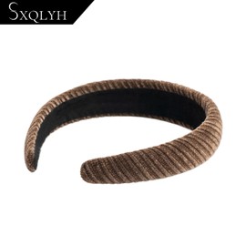 SXQLYH Headband, Padded Corduroy, Women's Headband, Thick Hair Band, Headbands, Soft Corduroy Hair Band, Padded Hair Band, Comfortable Headbands for Women and Girls (Brown)