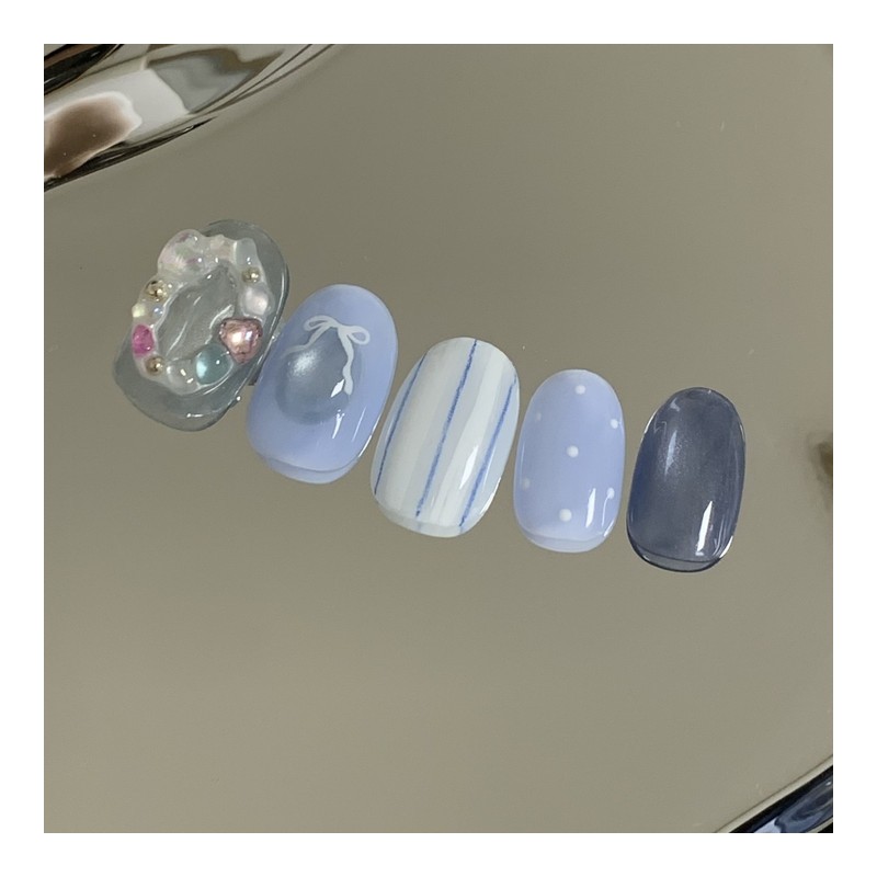 [Handmade Nail Tips] Mermaid Pearl Nail Tips - Short Oval