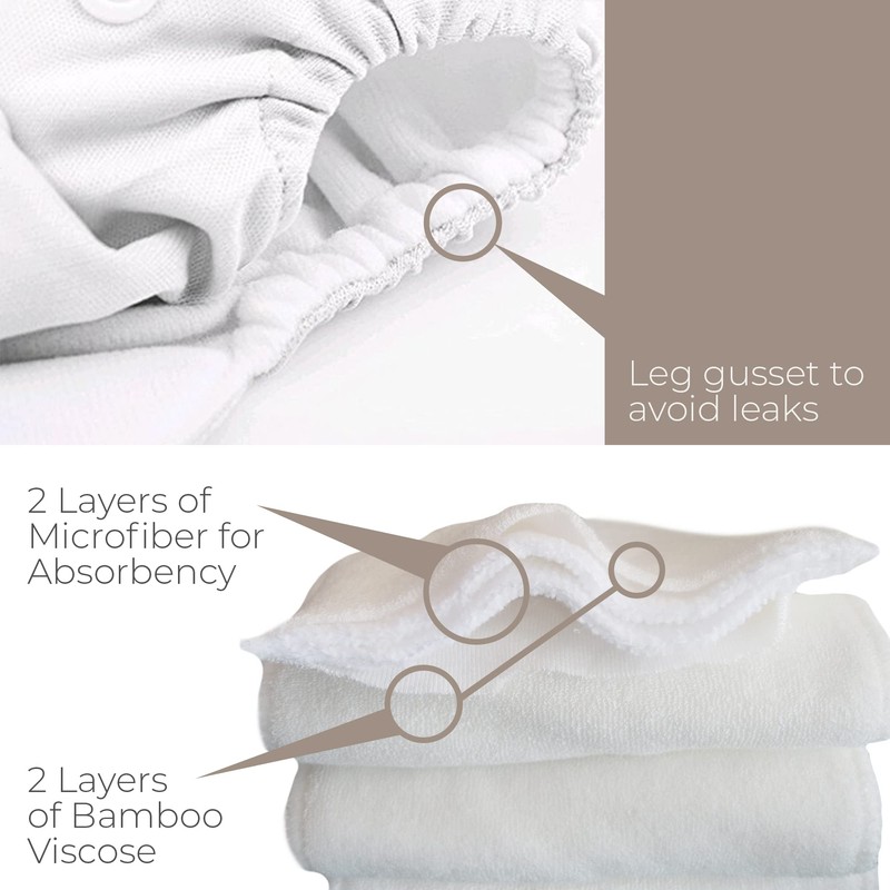 Meadow - Paquete de 4 pañales con bolsillo de tela