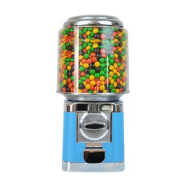 25 Cents Candy Gumball Vending Machin Vintage Metal Automatic Vending Machine with Lock & Key for Home, Gaming Store, Tabletop Chocolate Bean Dispenser, Blue