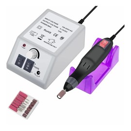 Taladro de Uñas Electrico, 6 en 1 Drill para Uñas Profesional, 20000rpm Kit de Pulidora para Uñas con Bandas de Lijado, Esmeril para Uñas Acrílicas para Manicura Pedicura de Uso Doméstico Salón-Gris