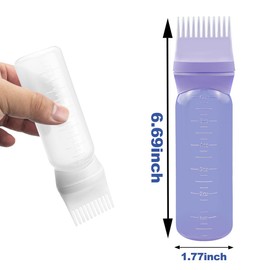 ELANE 4 PCS Root Comb Applicator Bottle,Hair Oil Applicator Bottle for Hair,Oil Comb Applicator Hair Bottle Applicator for Hair Dye Shampoos Hair Salons.6oz (black+white+purple+pink)
