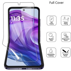 [2+2pack]Screen Protector for Motorola Razr 50 Ultra + 2 Pack Camera Lens Protector,Scratchproof,Bubble Free,HD Fingerprint Unlock Full Coverage Flexible TPU Screen Protector Film,Transparent