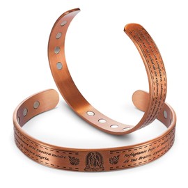 Brazaletes cobre virgen de guadalupe exclusivo, Diseñada con 12 magnetos con beneficios curativos del cobre.