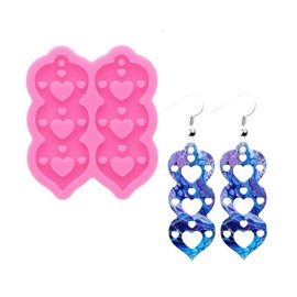 Molde de resina de corazón para arete, corazón con agujero, moldes de resina de silicona, moldes de fundición de resina epoxi para mujeres, aretes y colgantes, manualidades, collar, molde de resina