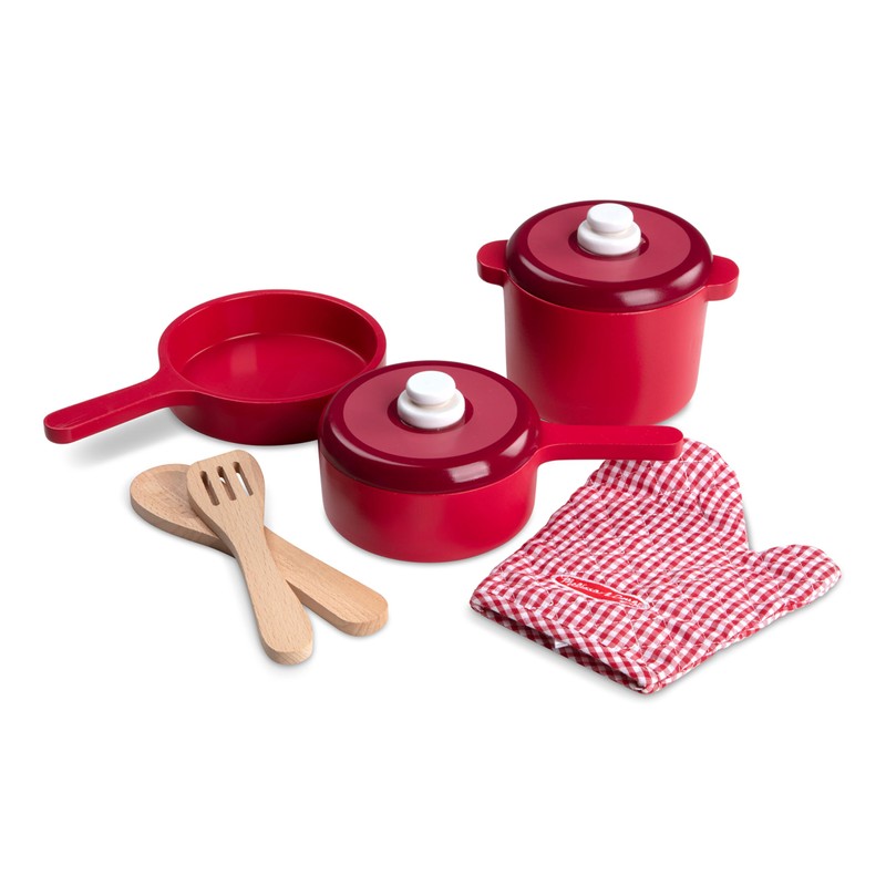 Melissa & Doug Deluxe Wooden Kitchen Accessory Set - Pots