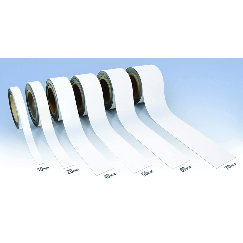 Gloss White Magnetic Tape Roll Easy Wipe Racking Strip 20mm