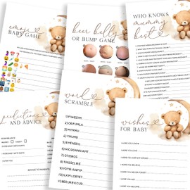The Little Party Company Baby Shower Teddy Bear Theme Game Bundle- 6 Games Included