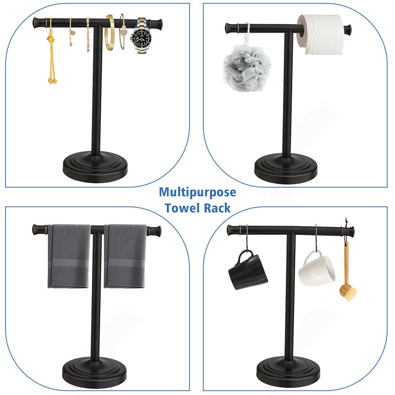 RUMOSE 13 Inch Oil Rubbed Bronze Towel Stand Hand Towel